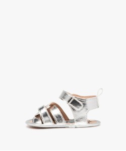 Chaussons de naissance bébé fille sandales métallisées à scratch